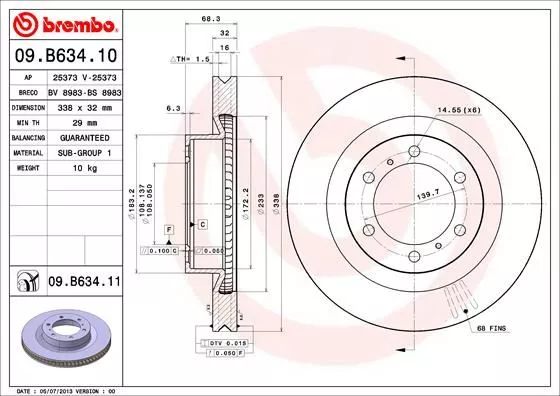 Brembo 09.B634.11 Тормозные диски