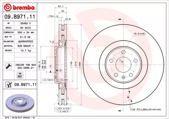 Brembo 09.B971.11 Тормозные диски