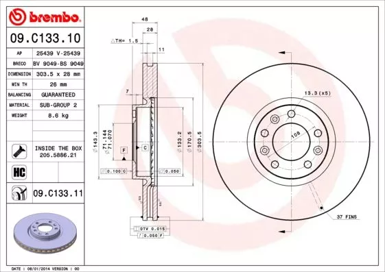 Brembo 09.C133.11 Диски