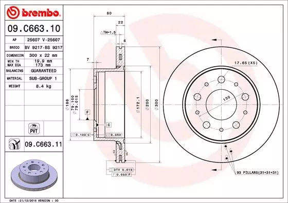 BREMBO 09C66311 Тормозные диски