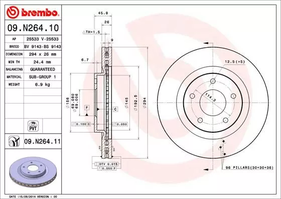 Brembo 09.N264.11 Гальмівні диски