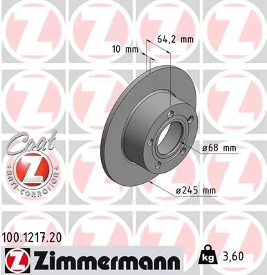 ZIMMERMANN 100121720 Тормозные диски