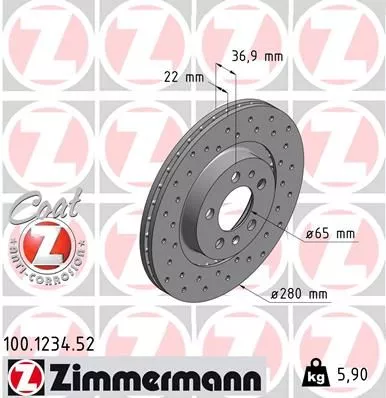 ZIMMERMANN 100123452 Гальмівні диски