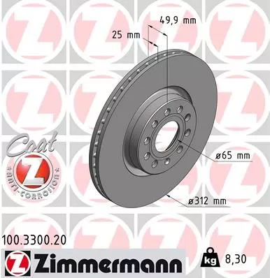 ZIMMERMANN 100.3300.20 Гальмівні диски