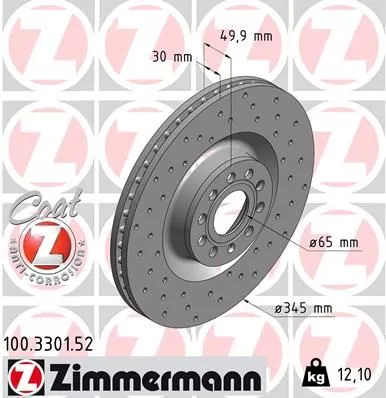 ZIMMERMANN 100.3301.52 Тормозные диски