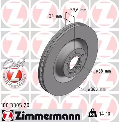 ZIMMERMANN 100.3305.20 Тормозные диски
