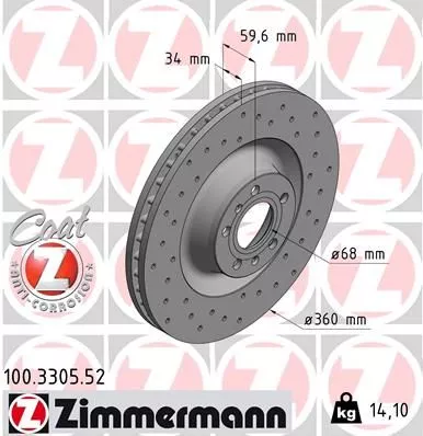 ZIMMERMANN 100.3305.52 Тормозные диски