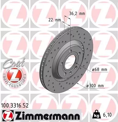 ZIMMERMANN 100331652 Гальмівні диски