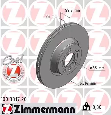 ZIMMERMANN 100331720 Тормозные диски