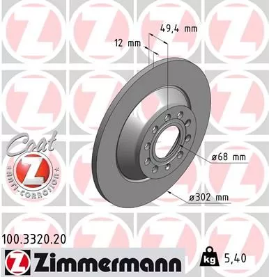 ZIMMERMANN 100.3320.20 Тормозные диски