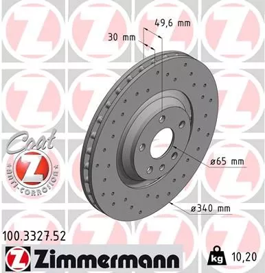 ZIMMERMANN 100.3327.52 Тормозные диски