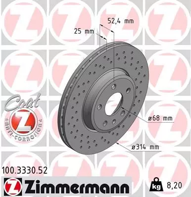 ZIMMERMANN 100.3330.52 Гальмівні диски