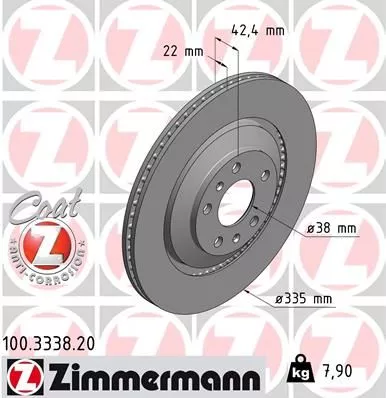 ZIMMERMANN 100.3338.20 Гальмівні диски