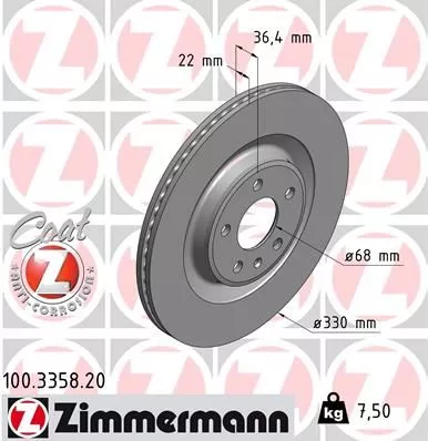ZIMMERMANN 100.3358.20 Тормозные диски
