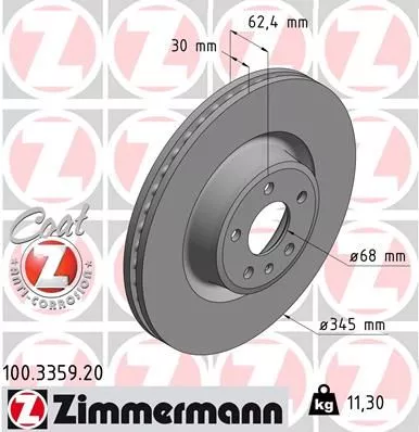 ZIMMERMANN 100.3359.20 Тормозные диски