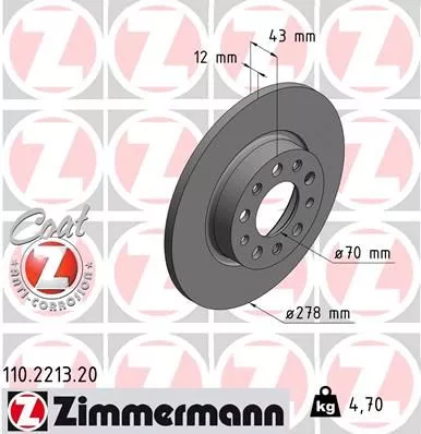 ZIMMERMANN 110.2213.20 Тормозные диски