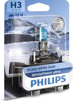 Лампа Philips WhiteVision Ultra H3 PK22s 55W светло-голубая 12336WVUB1
