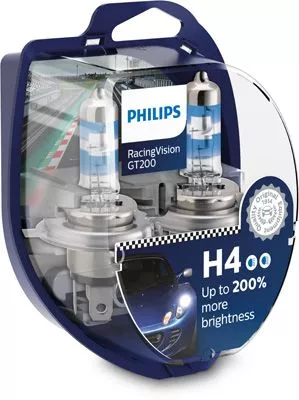 Галогенная лампа PHILIPS RacingVision GT200 H4 12V 60W 12342RGTS2 (2 шт.)
