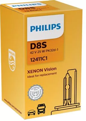Лампа Philips Xenon Vision D8S PK32d-1 25W прозора 12411C1