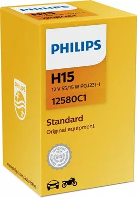 Лампа Philips Standard H15 PGJ23T-1 15W 55W прозрачная 12580C1
