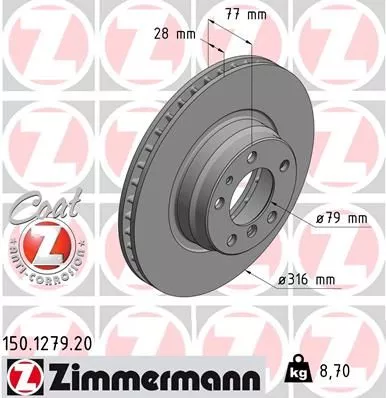 ZIMMERMANN 150127920 Тормозные диски