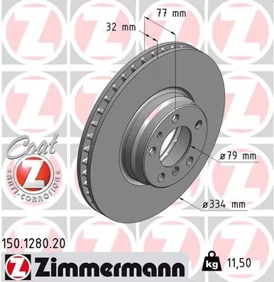 ZIMMERMANN 150128020 Гальмівні диски