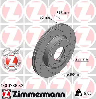 ZIMMERMANN 150.1288.52 Гальмівні диски