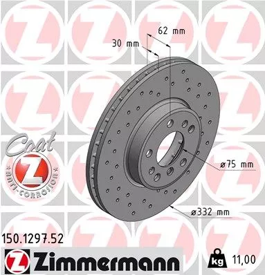 ZIMMERMANN 150.1297.52 Гальмівні диски