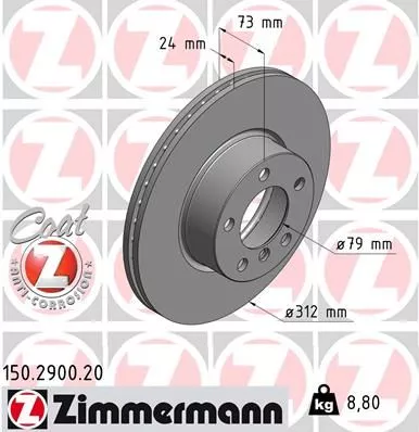 ZIMMERMANN 150290020 Гальмівні диски