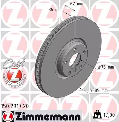 ZIMMERMANN 150.2917.20 Гальмівні диски