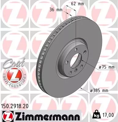 ZIMMERMANN 150.2918.20 Гальмівні диски