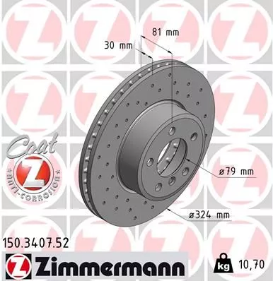 ZIMMERMANN 150.3407.52 Гальмівні диски