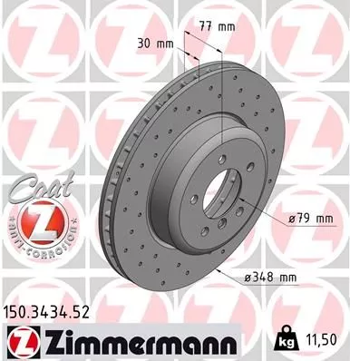 ZIMMERMANN 150.3434.52 Гальмівні диски