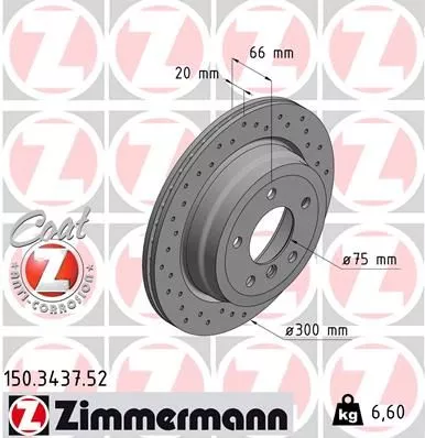 ZIMMERMANN 150.3437.52 Гальмівні диски