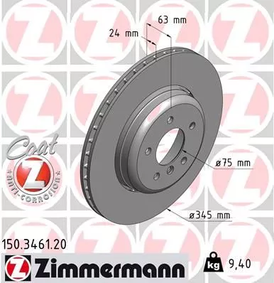 ZIMMERMANN 150.3461.20 Гальмівні диски