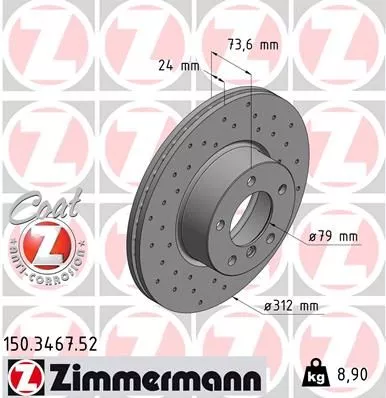 ZIMMERMANN 150.3467.52 Гальмівні диски