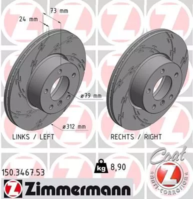 ZIMMERMANN 150.3467.53 Тормозные диски