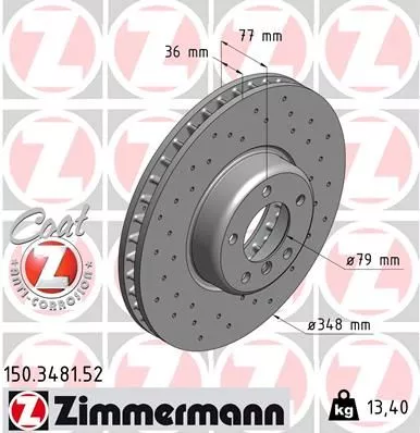 ZIMMERMANN 150.3481.52 Гальмівні диски