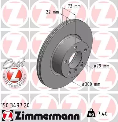 ZIMMERMANN 150.3497.20 Гальмівні диски