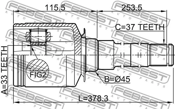 Febest 1611-164SRH ШРУС