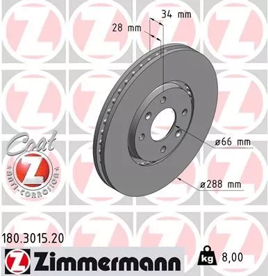 ZIMMERMANN 180.3015.20 Тормозные диски