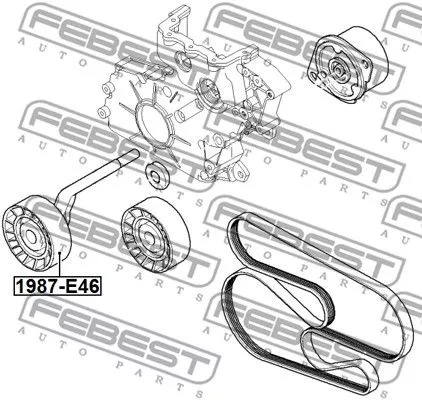 Febest 1987-E46 Ролик ремня генератора