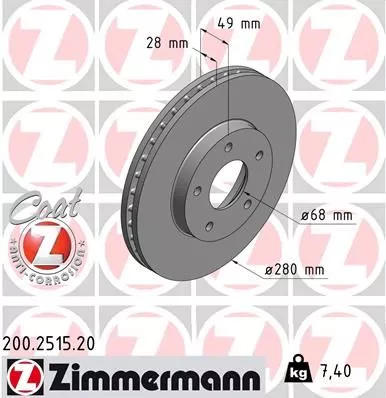 ZIMMERMANN 200.2515.20 Тормозные диски