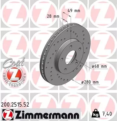 ZIMMERMANN 200.2515.52 Тормозные диски