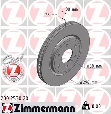 ZIMMERMANN 200.2530.20 Гальмівні диски