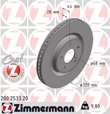 ZIMMERMANN 200.2533.20 Гальмівні диски