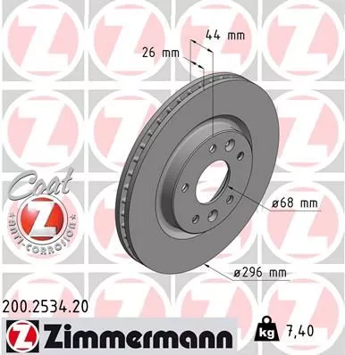 ZIMMERMANN 200.2534.20 Гальмівні диски