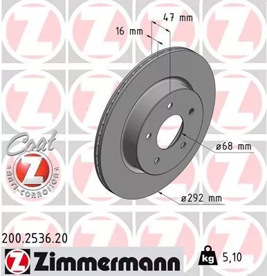 ZIMMERMANN 200.2536.20 Гальмівні диски