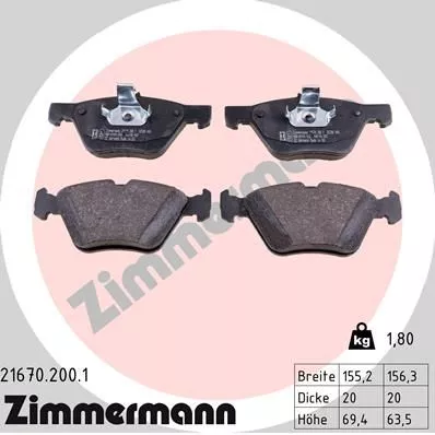 ZIMMERMANN 216702001 Гальмівні колодки