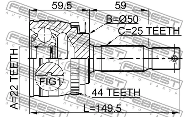 Febest 2210-CER16A44 ШРУС